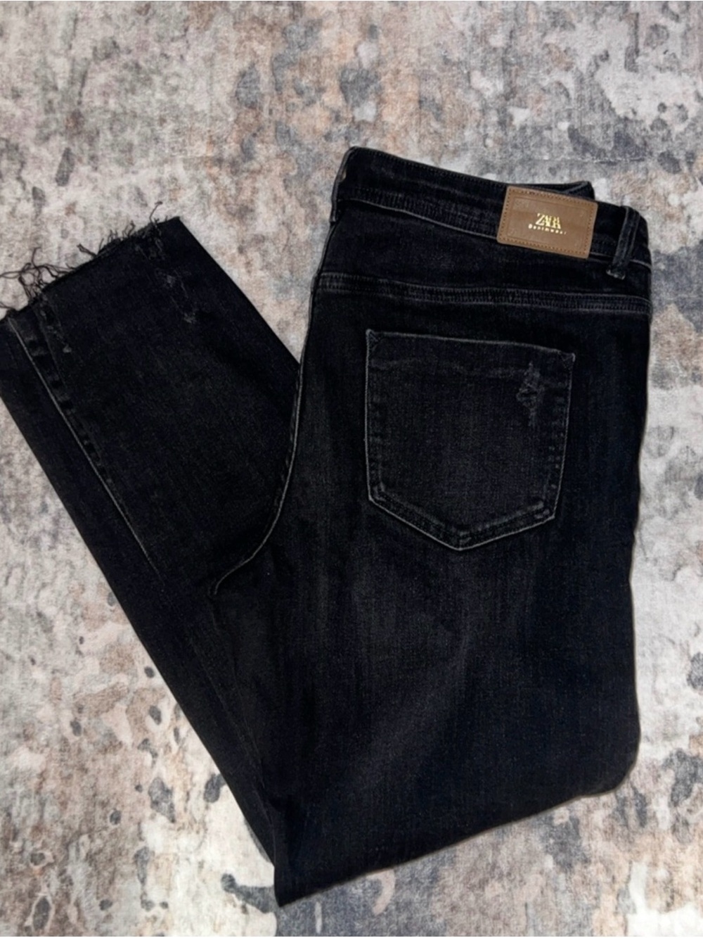 Zara Charcoal Gray High-Rise Straight Jeans